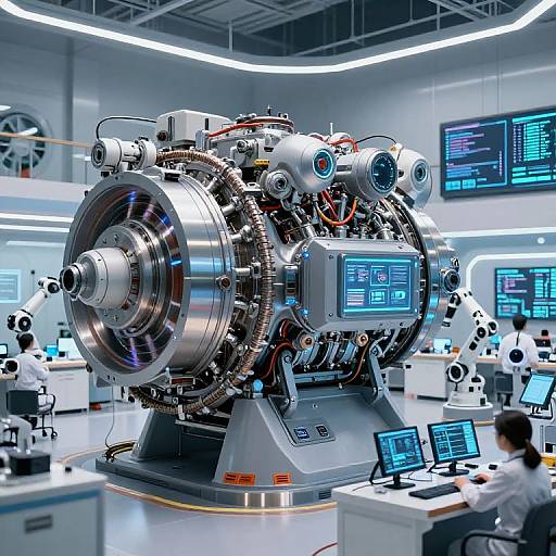 Futuristic AI Engine in Research Facility