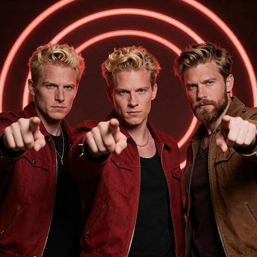 Intense Trio in Red Circular Background