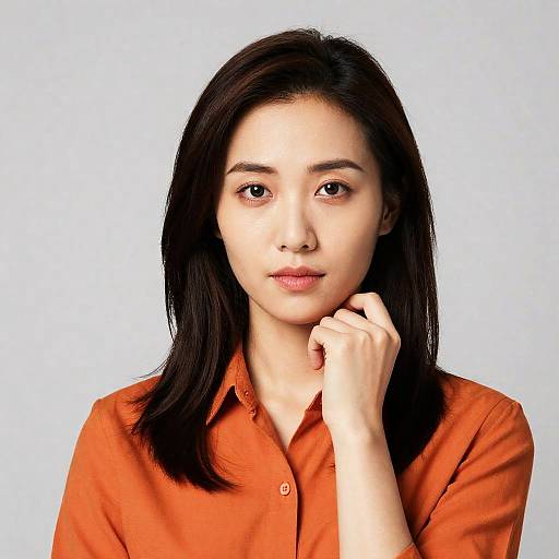 Woman Posing in Orange Shirt