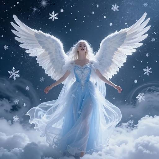 Ethereal Angel Amid Snowflakes
