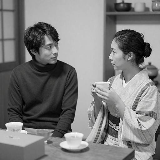 Intimate Black-and-White Domestic Scene