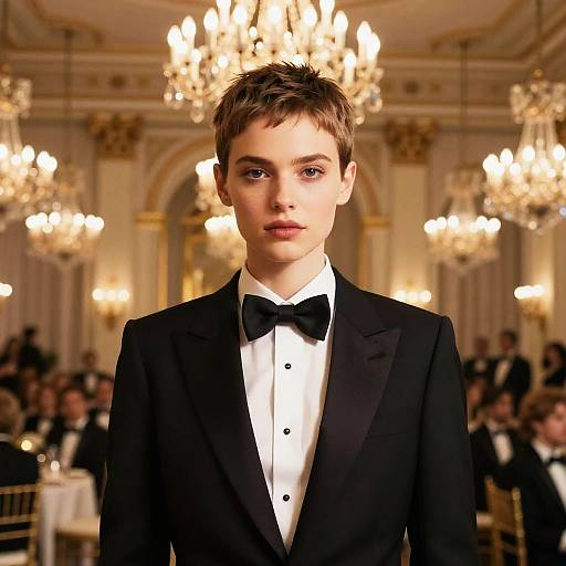 Short Hair Undercut in Ballroom