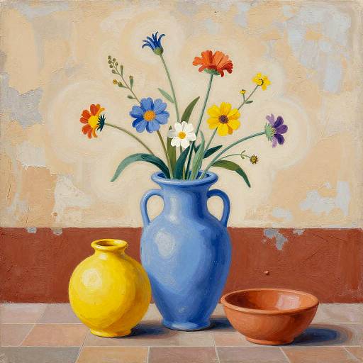 Modern Memphis-Inspired Still Life Fresco