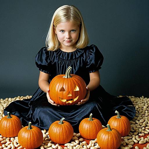 Girl Holding Jack-O'-Lantern Pumpkin on Peanuts