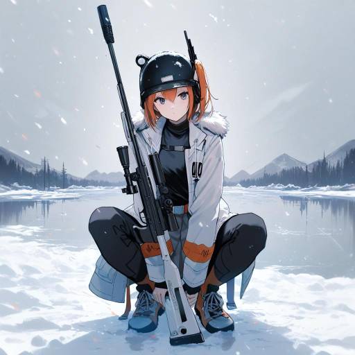Determined Soldier in a Bleak Winter Landscape