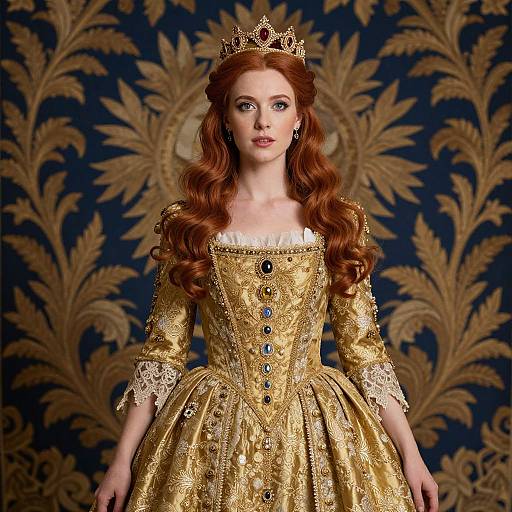 Regal Woman in Golden Gown
