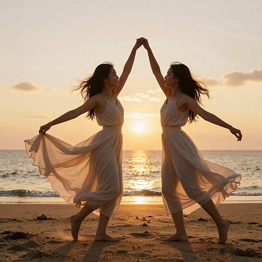 Dancing Girls on Sunset Beach