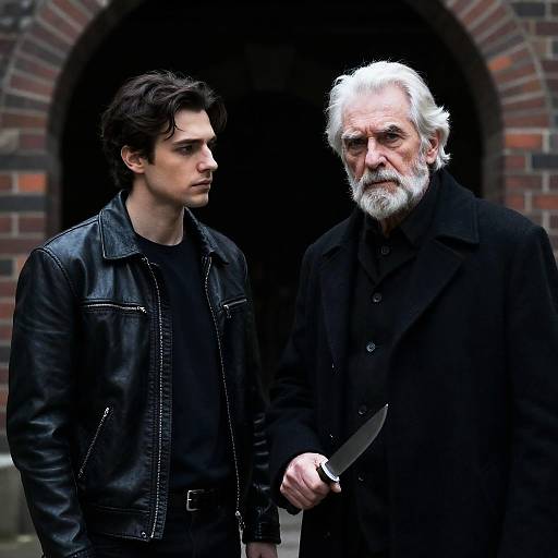 Dramatic Encounter in Dimly Lit Archway