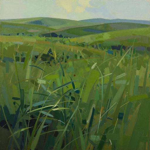 Abstract Wind-Swept Grassland Art