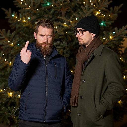 Nighttime Outdoor Scene with Two Men