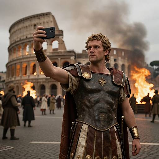 Emperor Nero Selfie Amid Rome's Fire
