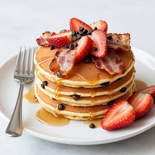 Decadent Chocolate Chip Pancakes with Bacon