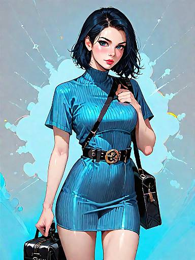 Chic Woman in Navy Blue Bodycon Dress