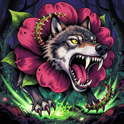 Neo-Noir Fierce Floral Art Fusion