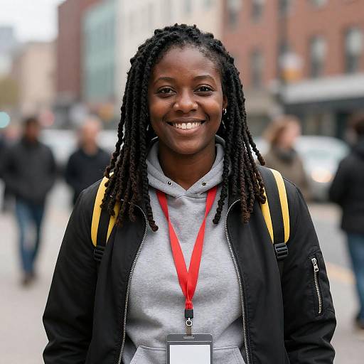 Smiling African-American Woman in Urban Setting
