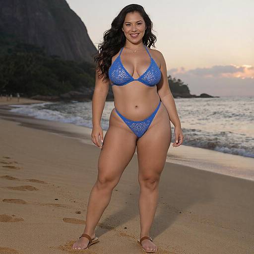 Curvy Woman on Beach at Sunset