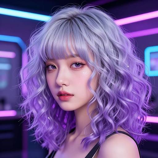Futuristic E-Girl Hairstyles with Neon Glow