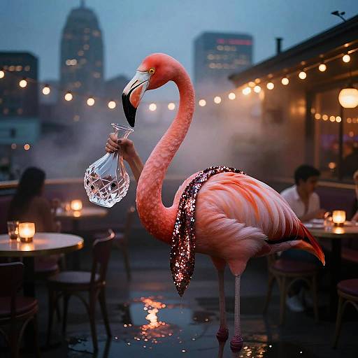 Glamorous Flamingo Spy in Noir Lounge