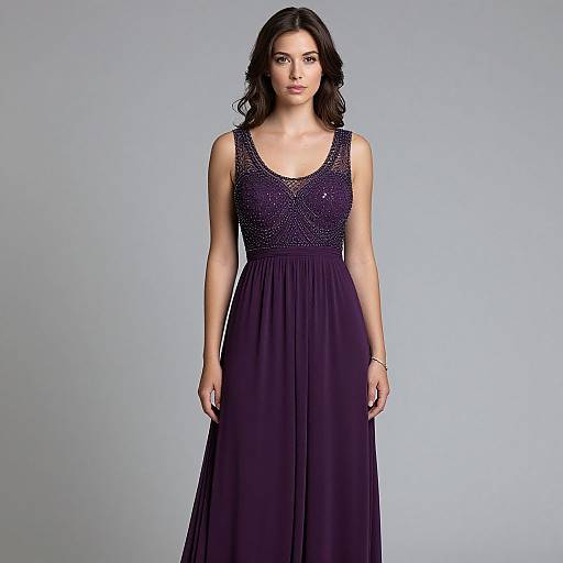 Elegant Woman in Purple Evening Gown