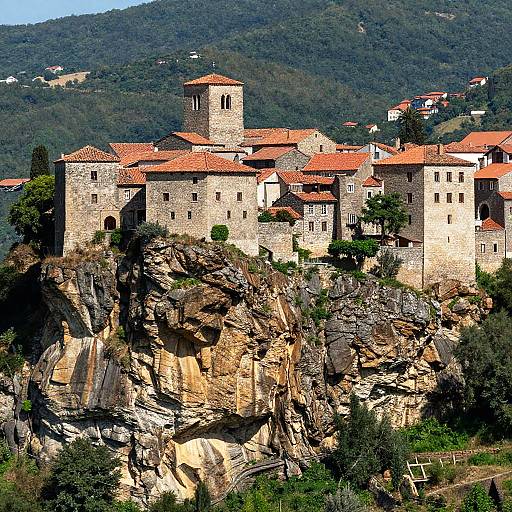 Medieval Stone Village on Cliff