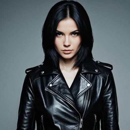 Portrait of Woman in Black Leather Jacket