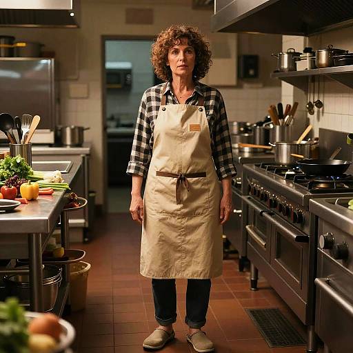 Warm-Lit Middle-Aged Curly Chef Portrait