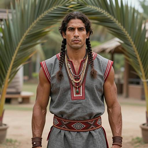 Photorealistic Portrait of Muscular Native Man