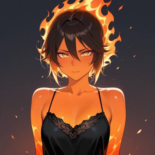 Fierce Humanoid Phoenix with Fiery Features
