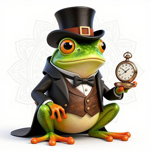 Steampunk Frog in Tuxedo and Top Hat