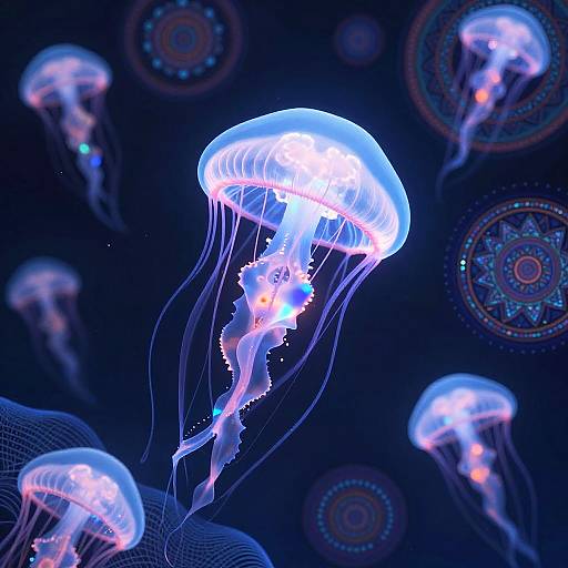 Psychedelic Neon Jellyfish Fantasy