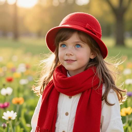 Joyful Girl in Sunny Meadow