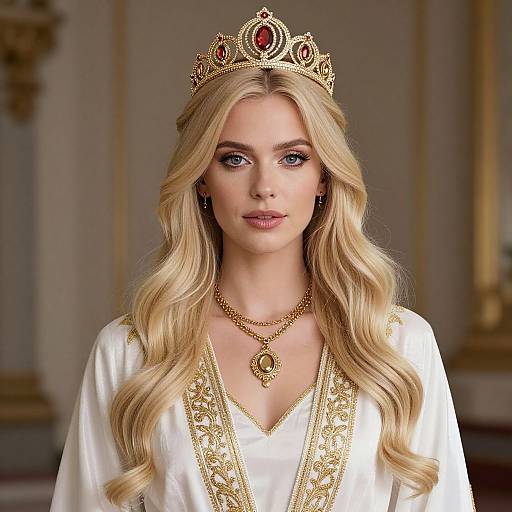Blonde Woman in Royal Attire