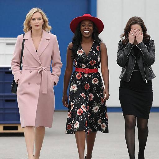 Three Women Walking Outdoors Together