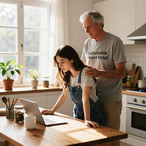 Sunlit Kitchen Moment with Family