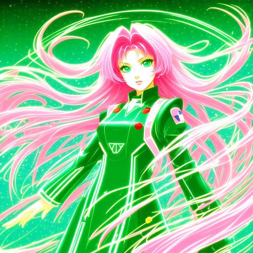 Illustration of Mylene jenius, macross in the style of Ookuma nekosuke