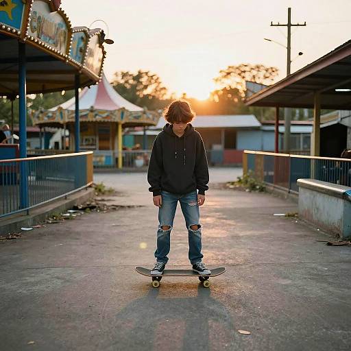 Teen Skateboarder in Abandoned Park