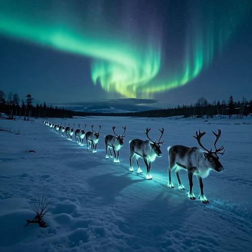 Bioluminescent Reindeer in Polar Twilight