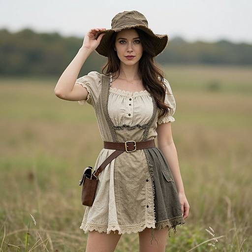 Woman Treasure Huntress in Field