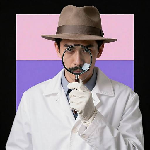 Detective in Beige Fedora with Magnifier