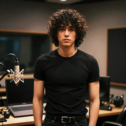 Curly Shag Hairstyle on Male Musician