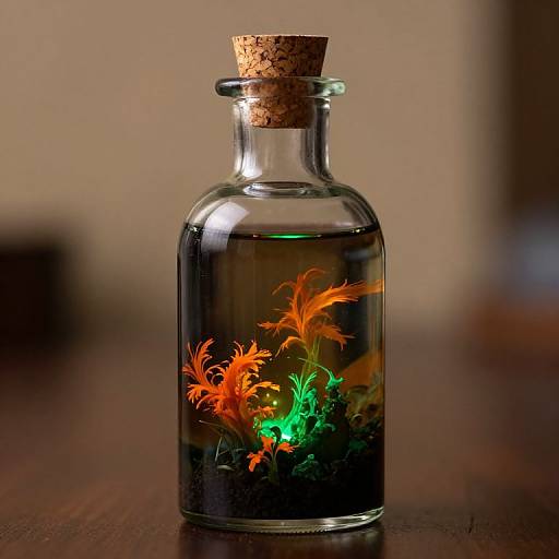 Magical Glass Bottle with Iridescent Liquid