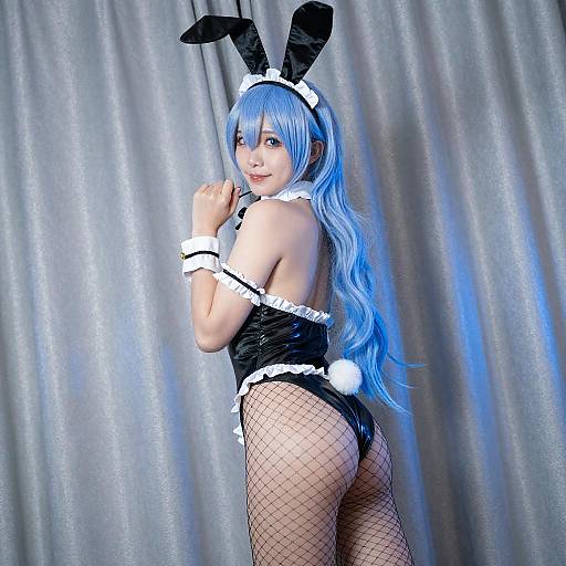 Playful Asian Bunny Maid Portrait