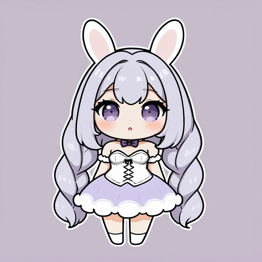 Nervous Chibi Bunny Girl in Lilac