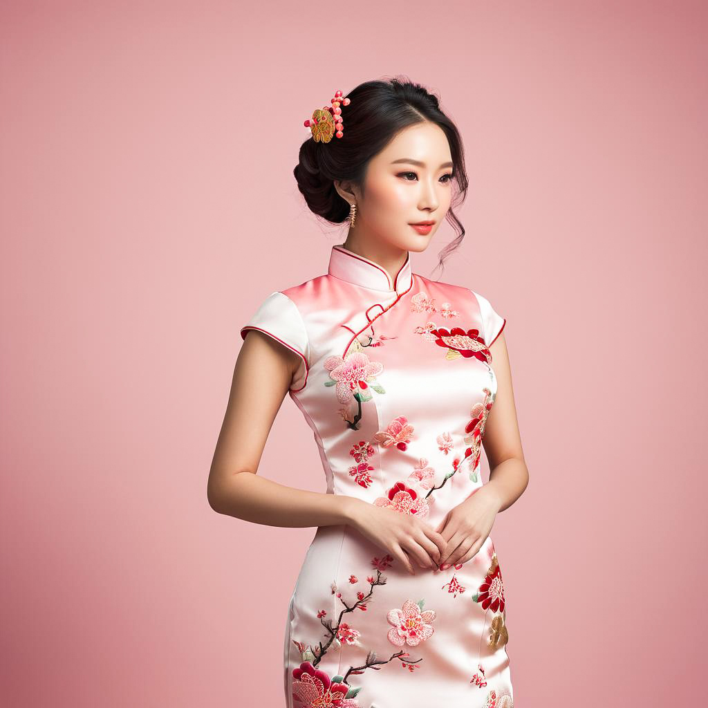 Radiant Bride in Embroidered Qipao