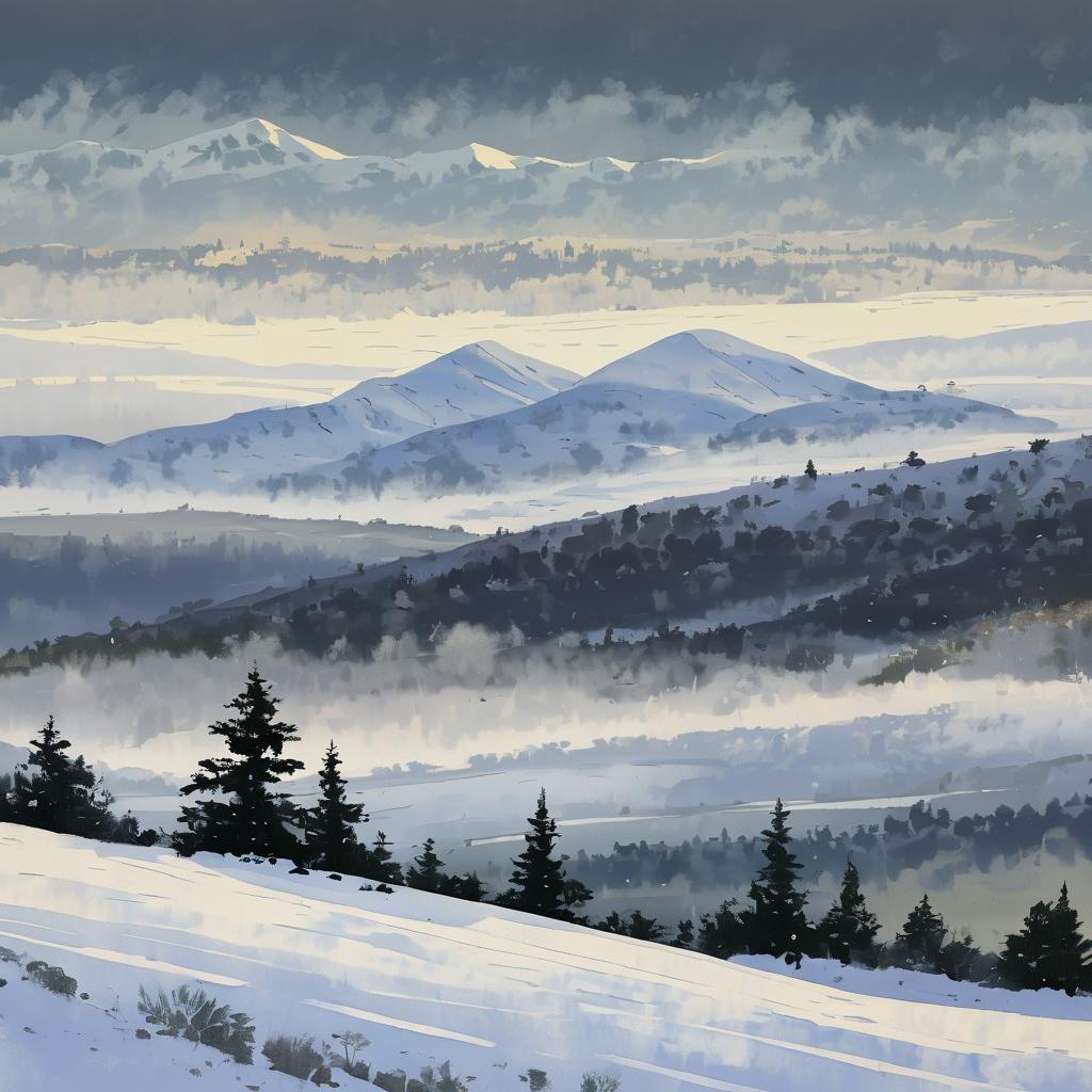 Serene Snow-Capped Peaks at Dusk