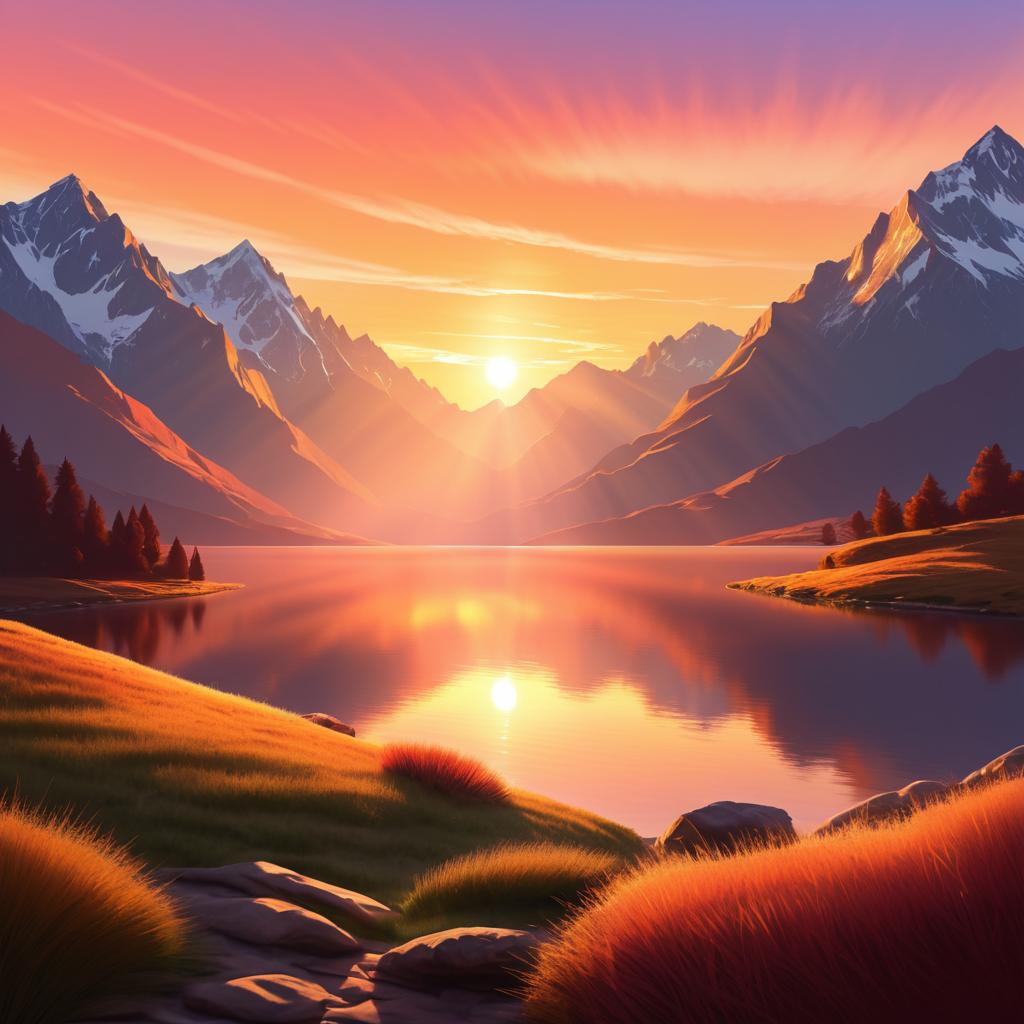 Serene Sunrise Over Majestic Mountains