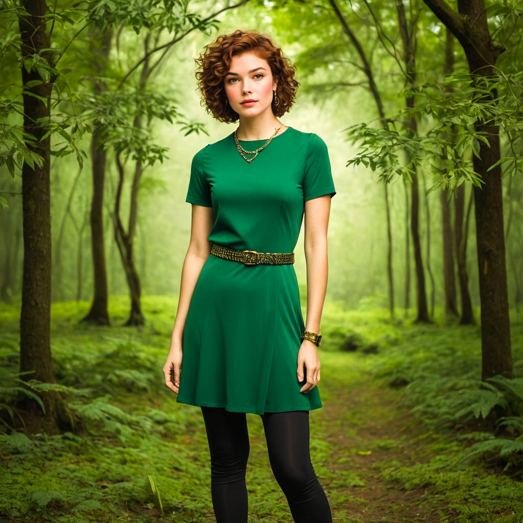 Edgy Young Woman in Nature-Inspired Fashion