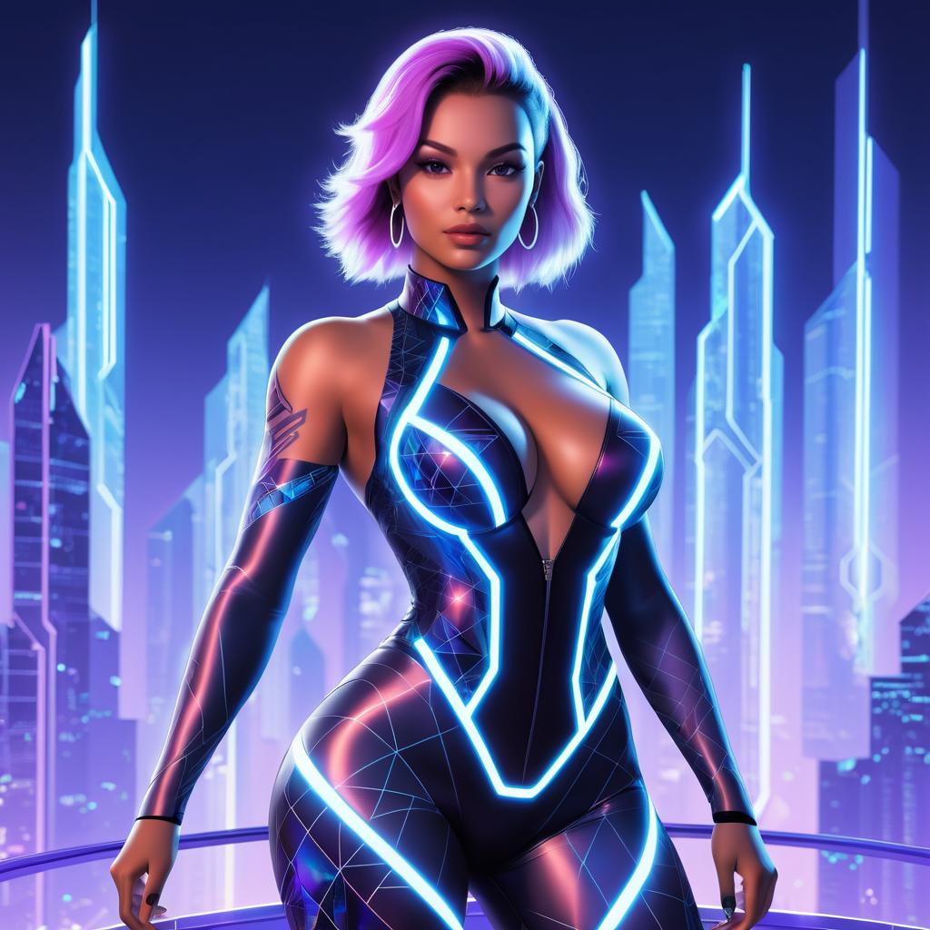 Futuristic Female Character in Urban Setting