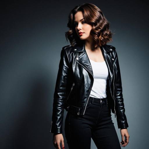 Confident Woman in Leather Jacket and Black Skinny Jeans