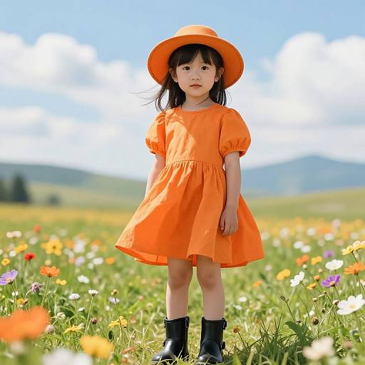 Confident Girl in Sunny Meadow